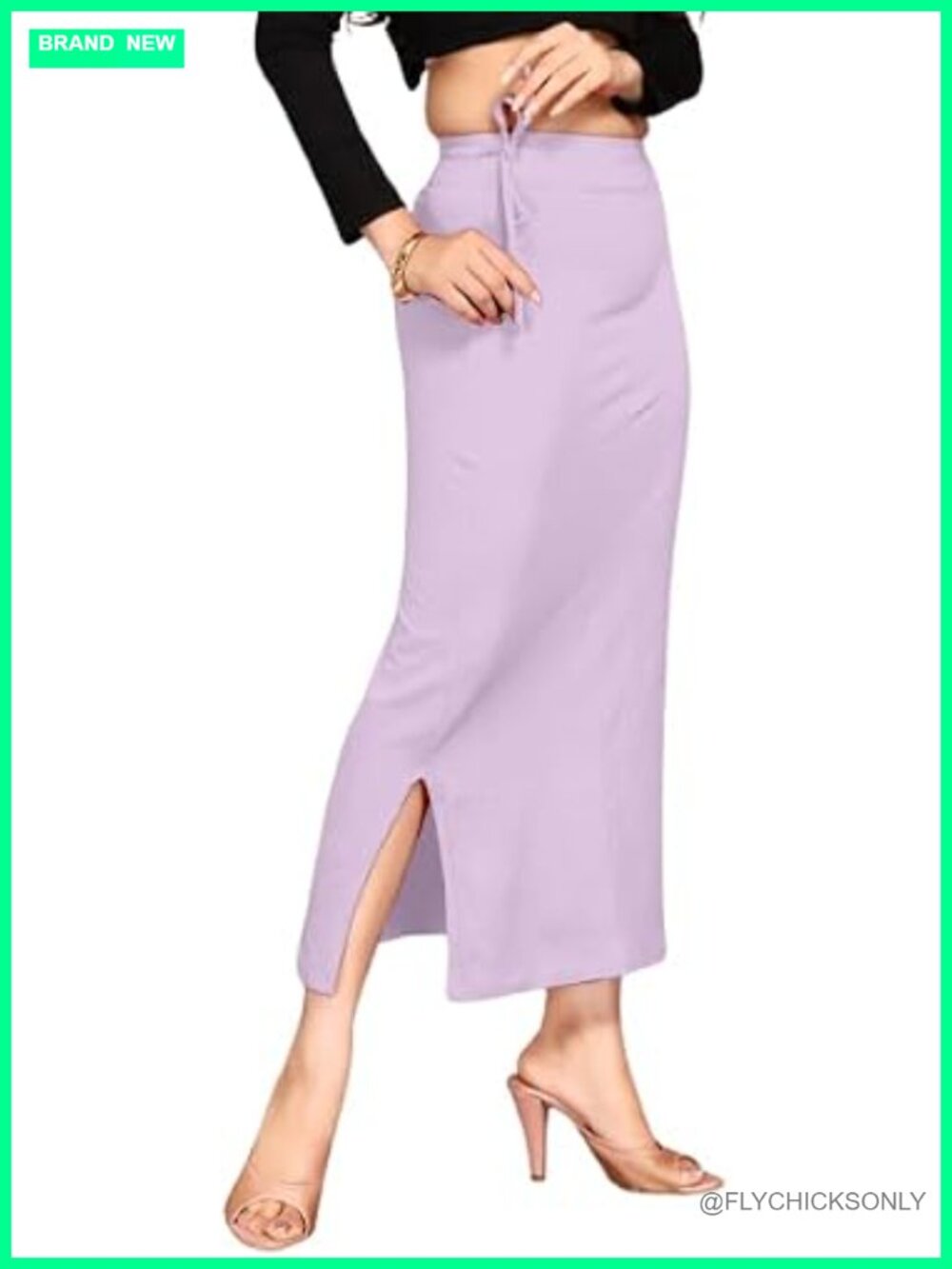 Polyester Blend Saree Shapewear Petticoat with Drawstring